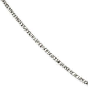 3.5mm Rhodium-plated Sterling Silver Solid Curb Chain Necklace, 22 In